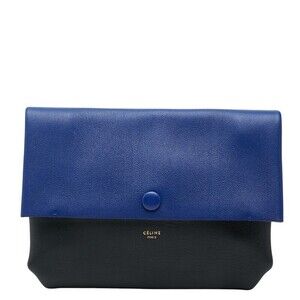 Celine Phoebe Philo Pouch Clutch Bag Leather Suede Black Blue